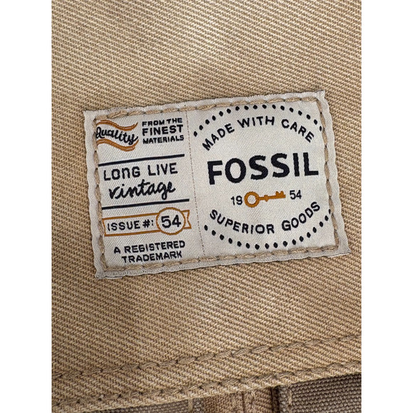 FOSSIL Crossbody Organizer Beige Canvas Handbag Shoulder Boho Hippie Vintage Bag - Picture 9 of 14